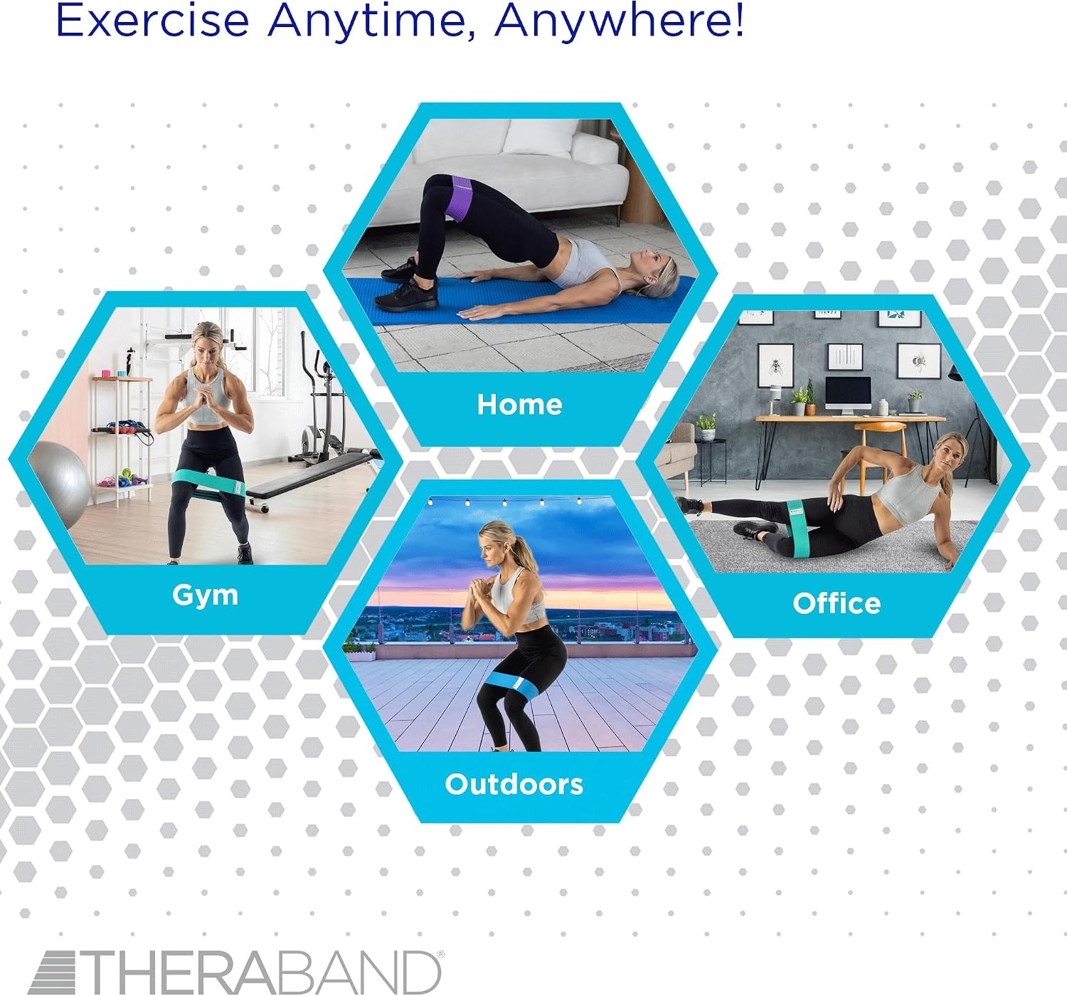 image:imageTHERABAND Glute Band Loops Resistance Exercise Set Workout Multicolored  THERABAND elastic resistance band for exercise strength training physical therapy and athome workouts