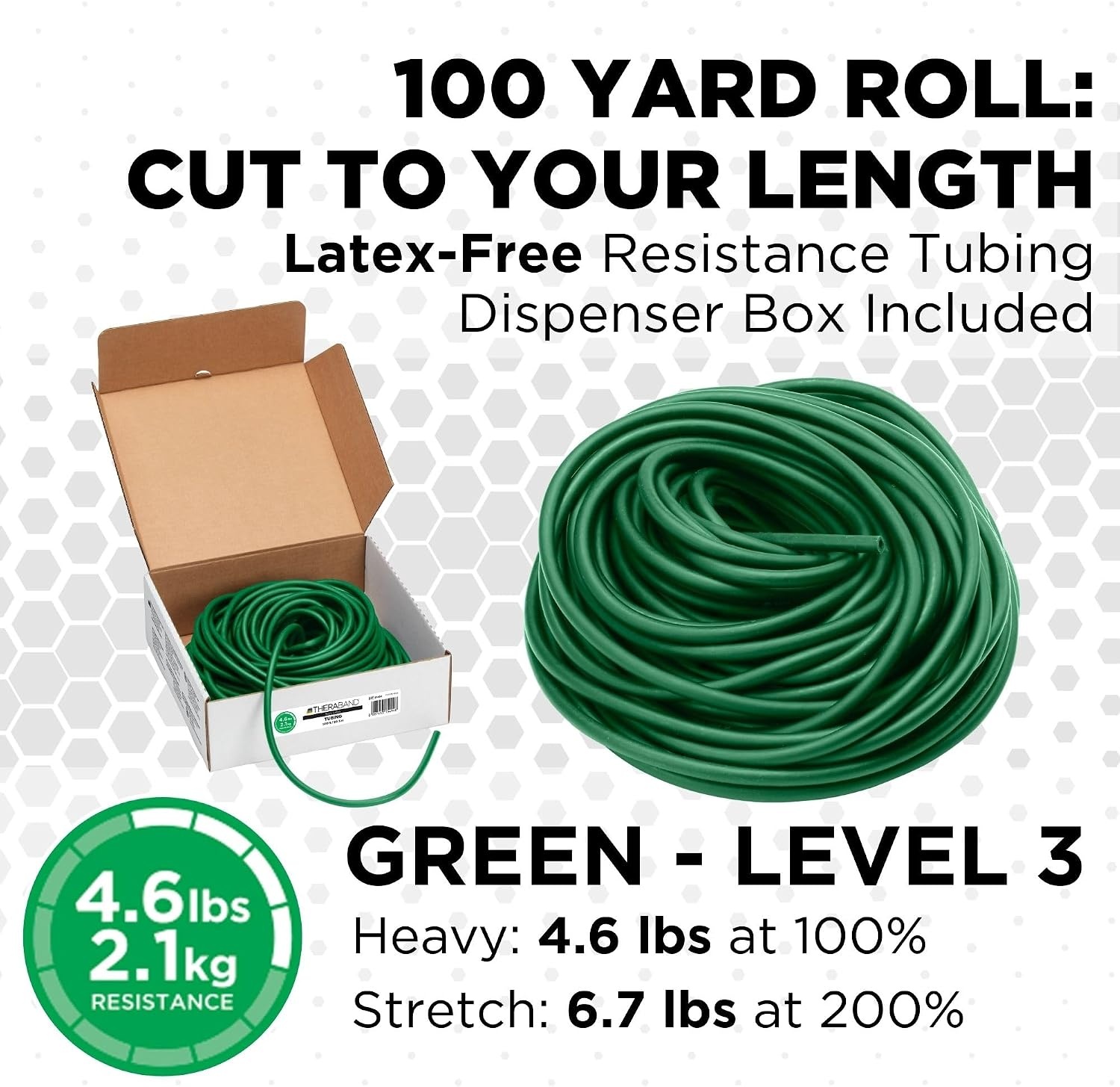 image:imageTHERABAND Resistance Tubing Green Heavy Level 3 100 ft Roll LatexFree ProfessionalGrade Exercise Tube for Body amp Core Workouts CuttoLength ColorCoded Lightweight amp Versatile
