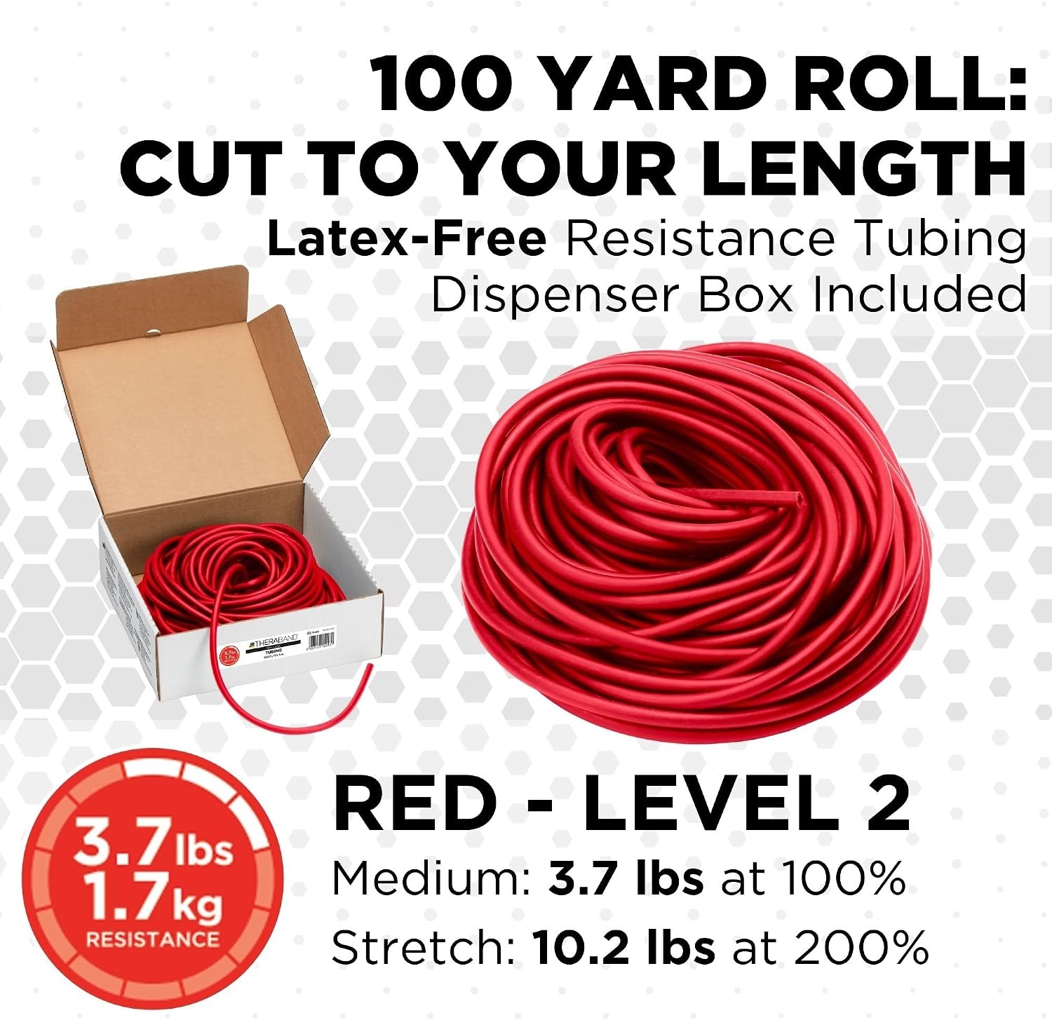 image:imageTHERABAND Resistance Tubing Red Medium Level 2 100 ft Roll LatexFree ProfessionalGrade Exercise Tube for Body amp Core Workouts CuttoLength ColorCoded Lightweight amp Versatile