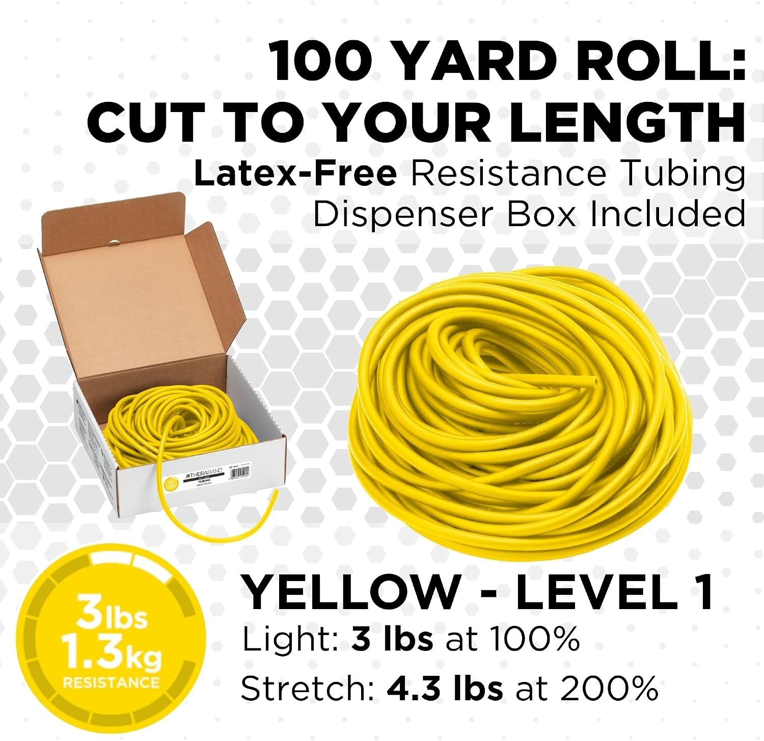 image:imageTHERABAND Resistance Tubing Yellow Light Level 1 100 ft Roll LatexFree ProfessionalGrade Exercise Tube for Body amp Core Workouts CuttoLength ColorCoded Lightweight amp Versatile