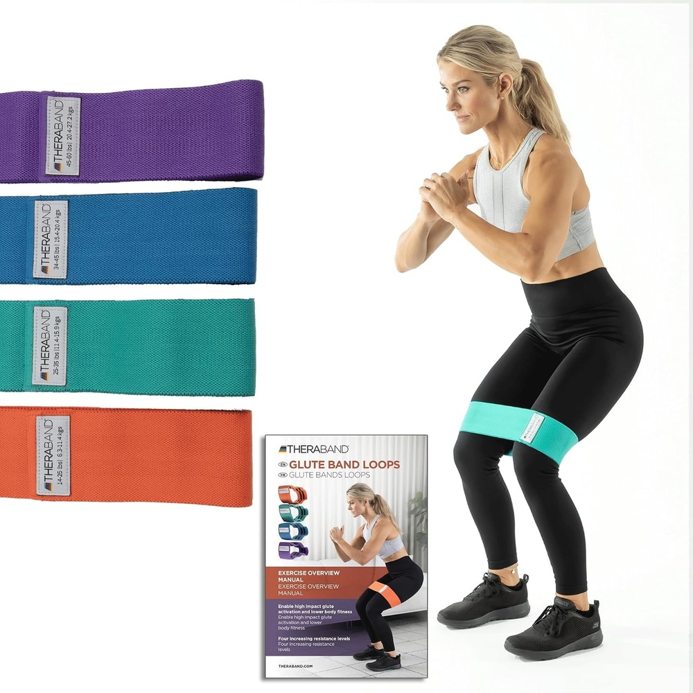 image:imageTHERABAND Glute Band Loops Resistance Exercise Set Workout Multicolored  THERABAND elastic resistance band for exercise strength training physical therapy and athome workouts