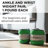 image:imageTHERABAND Ankle Weights Leg Weight Wrist Cuff 25 lb 2Piece Set Blue  Adjustable comfortfit cuff weights strap on at the ankle or wrist for walking and cardioLevel 2  15lb  Green