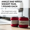 image:imageTHERABAND Ankle Weights Leg Weight Wrist Cuff 25 lb 2Piece Set Blue  Adjustable comfortfit cuff weights strap on at the ankle or wrist for walking and cardioLevel 1 1lb  Red