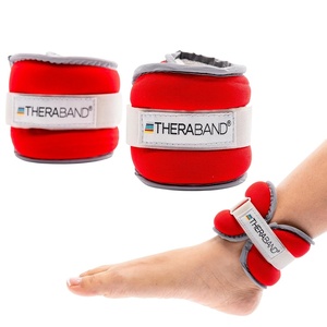 image:imageTHERABAND Ankle Weights Leg Weight Wrist Cuff 25 lb 2Piece Set Blue  Adjustable comfortfit cuff weights strap on at the ankle or wrist for walking and cardioLevel 1 1lb  Red