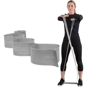 image:imageTHERABAND CLX Resistance Band with Loops 5 Feet Silver Super Heavy NonLatex Elastic Band for Exercise Mobility amp Rehab Stretching Home Workouts ColorCoded for Easy Resistance LevelsLevel 6  Super Heavy  Silver