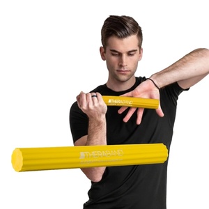 image:imageTHERABAND FlexBar Flex Bar Physical Therapy Tennis Elbow Blue  Flex therapy bar for physical therapy wrist and forearm exercise with non slip grip and compact designYellow  Extra Light