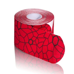 image:imageTHERABAND Kinesiology Tape Waterproof Physio Tape for Relief Muscle amp Joint Support Standard Roll with XactStretch Application Indicators 2 X 10 Strips 20 Precut Strips Hot RedBlackHot RedBlack