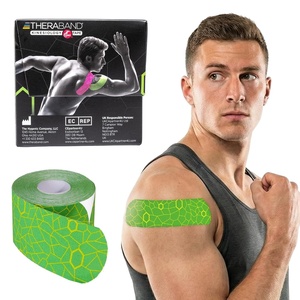 image:imageTHERABAND Kinesiology Tape for Shoulder Back amp Knee 2 BeigeBeige  Elastic kinesiology tape for knee shoulder and back  flexible support that moves with the muscleGreenYellow