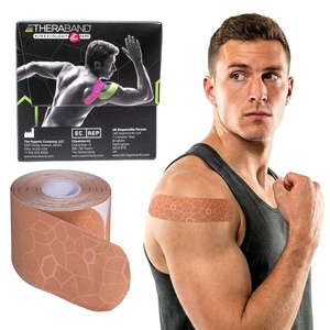 image:imageTHERABAND Kinesiology Tape for Shoulder Back amp Knee 2 BeigeBeige  Elastic kinesiology tape for knee shoulder and back  flexible support that moves with the muscleBeigeBeige