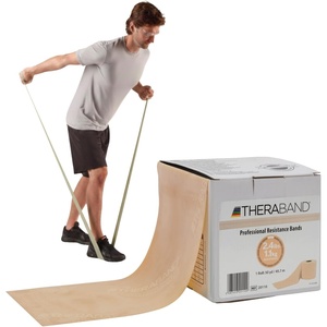image:imageTHERABAND Resistance Band 50Yard Roll Latex Elastic Band for Exercise Stretching Physical Therapy Yoga Pilates Home Workouts CuttoLength ColorCoded LevelsTan  Extra Light