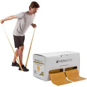image:imageTHERABAND Resistance Band 50Yard Roll Latex Elastic Band for Exercise Stretching Physical Therapy Yoga Pilates Home Workouts CuttoLength ColorCoded LevelsGold  Max