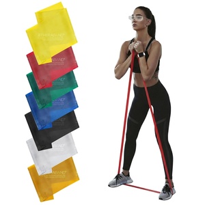 image:imageTHERABAND Resistance Band Exercise Workout Physical Therapy Silver 6 Ft  THERABAND elastic resistance band for exercise strength training physical therapy and athome workoutsMultiSet  Seven Color Set