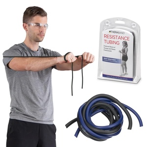 image:imageTHERABAND Resistance Tubes Band Exercise Set 5 BlueBlack  Lightweight compact durable latex For home travel gym Physical strength training rehab