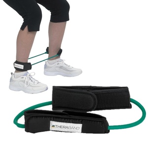 image:imageTHERABAND Resistance Tubes with Padded Cuffs 12 Red Medium Level 2  Durable rubber For home travel gym Elastic fitness strength trainingLevel 3  Heavy  Green