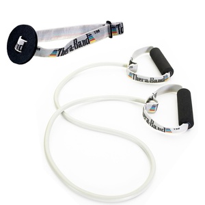 image:imageTHERABAND Resistance Tubing with Soft Handles Blue Extra Heavy Level 48 Latex Stretch Resistance Bands for Exercise Professional Workout Bands for Upper amp Lower Body ColorCoded LevelsSilver  Super Heavy  Level 7