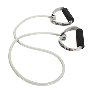 image:imageTheraband 21726 Professional Latex Resistance Tubing with Handles for UpperBody Exercise Rehab and Conditioning Super Heavy SilverSilver  Super Heavey